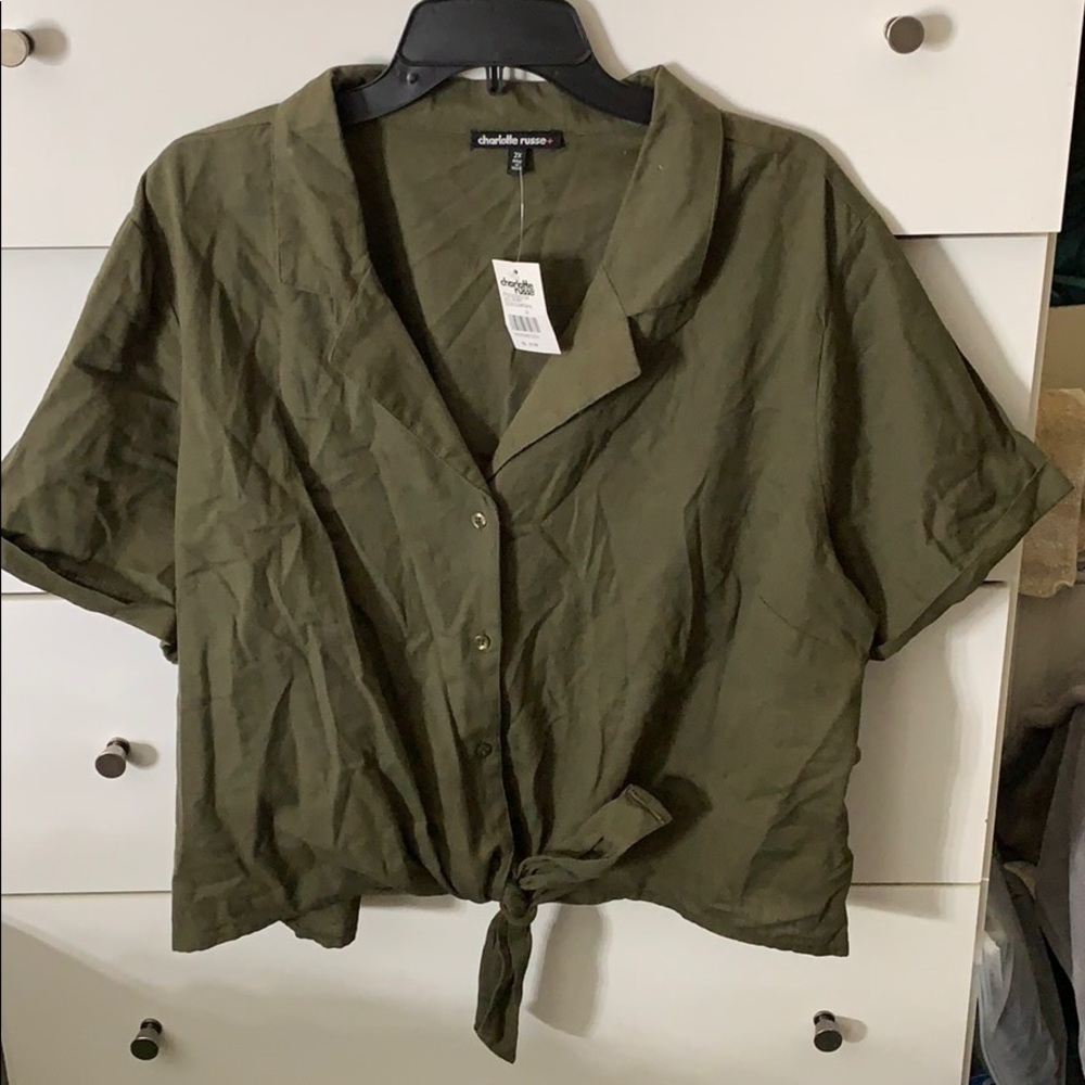 NWT Olive Green Tie Top